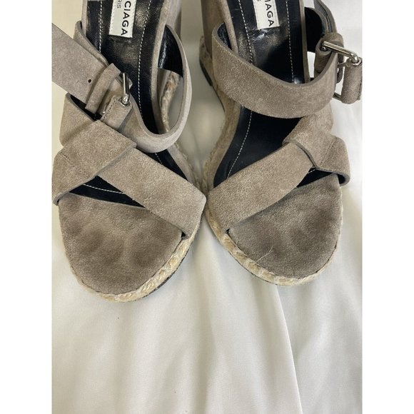 Balenciaga Gray Suede Wedge Espadrilles (See Images) - Picture 3 of 10